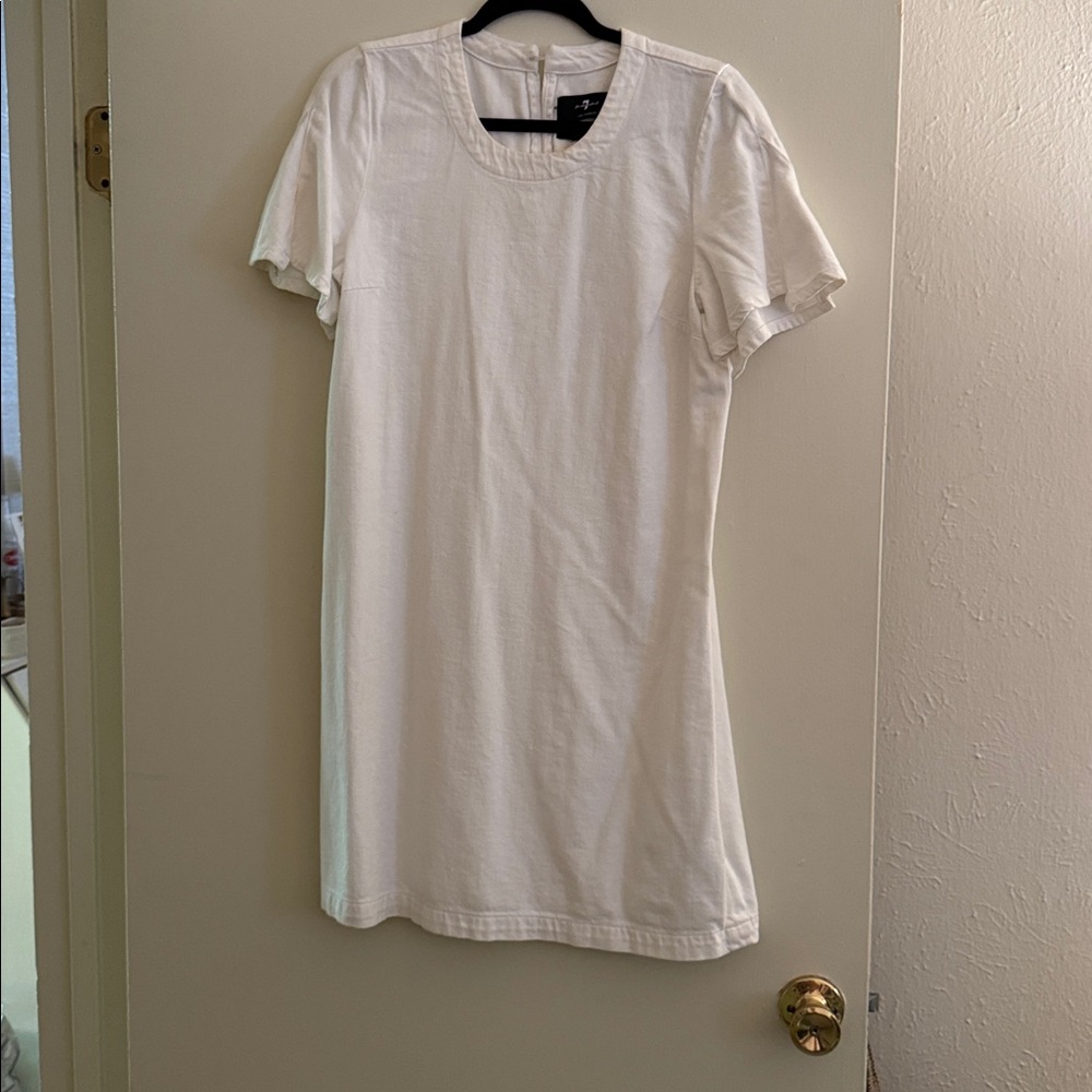 7 For All Mankind White denim Short Sleeve Dress